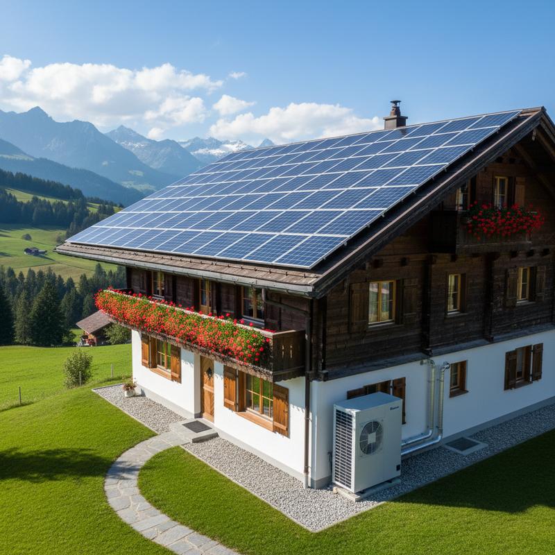 Solarpanels auf Einfamilienhaus in der Schweiz
